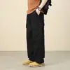 Overoles Talla Grande para Hombre Primavera y Otoño Marca de Moda Pierna Ancha Pantalones Casuales Pierna Ancha Verde Militar Pantalones Talla Grande