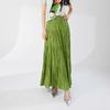Falda Miyake Verano Mujer Cintura Elástica Drapeado Suelto Dobladillo Grande Color Puro Elegante Versátil Falda Larga Plisada