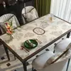 Manteles de estilo retro, impermeables y resistentes al aceite con textura de piel sintética, con diseños florales americanos y líneas, hechos de PVC para uso doméstico como protector de escritorio