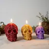 Molde de Silicone com Padrão de Caveira Flamejante 3D para Velas Perfumadas DIY de Halloween, Ornamento, Molde de Resina e Gesso