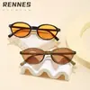 Óculos de Sol Oval Vintage Raine para Homens e Mulheres Estilo Coreano Artístico Nerd Simples Sem Maquiagem Proteção Solar Óculos de Sol