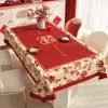 Mantel de boda, mantel de comedor rojo, tela decorativa para celebración de compromiso y recién casados, mantel para mesa de centro con personaje "feliz" que realza la atmósfera de la sala de estar
