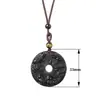 Colgante de collar con hebilla de paz auspiciosa de Dragón y Fénix de Obsidiana Negra Natural para Parejas en el Año del Dragón y Su Año Zodiacal