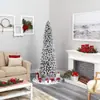 Árvore de Natal Flocada Árvore Lápis 1,2m - 2,1m Branca Nevada Densa Decoração de Árvore de Natal com Luzes LED