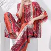 Pijama de Algodão e Seda de Manga Curta Estilo Novo 2026 para Mulheres, Conjunto de Roupa de Casa Tamanho Grande para Primavera e Verão, Estilo Chinês, Pode Ser Usado Fora, Tamanho Plus
