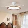 Luz de ventilador de techo para comedor de lujo ligero estilo italiano Digiya, ventilador inteligente invisible estilo retro crema para dormitorio estudio