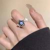 Anillo FANTAI con forma de estrella y perla sonriente para hombre y mujer, con apertura irregular en el dedo índice y estrella de la suerte azul.