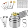Suministro de fábrica cuchara medidora taza medidora herramientas para hornear DIY pastel horneado juego de cucharas para leche en polvo acero inoxidable patrón de martillo cuchara medidora