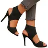 Zapatos de mujer talla grande 36-43 41 Europeos y Americanos huecos tacones altos mujer 42 sandalias sexys de punta abierta tacón de aguja zapatos romanos tejidos de malla