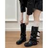 Botas holgadas de tacón grueso con pliegues retro de nicho para mujer, Botas de media caña, Botas para pantalones, Botas de montar, Botas vaqueras
