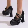 Nuevos Zapatos de Mujer 2026 con Correas de Moño, Zapatos de Salón Mary Jane, Tacones Altos Gruesos, Zapatos de Suela Gruesa, Tallas Grandes 40-45
