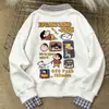 Moletom Patchwork Falso de Duas Peças Estampado Divertido do Shin-Chan para Homens e Mulheres, Blusa Casual Solta Estilo Retro Americano para Outono e Inverno