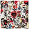 50 Adesivos de Grafite à Prova d'Água Decorativos Retro Vermelho e Preto para Caderno, Mala, Skate, Copo d'Água - Terror e Suspense
