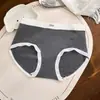 Calcinha Feminina 10A de Algodão de Fibra Longa, Respirável, Cintura Média, com Forro de Seda, Simples e Confortável, Amiga da Pele, Design de Urso