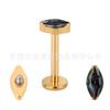 F136 Titanio Chapado en Oro Ojo de Caballo Labio Uña con Zircón 5A Aretes Uña de Nariz Aleación de Titanio G23 Joyería para Perforación Uña para Hueso de la Oreja