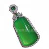 Plata 925 con incrustaciones de diamante calcedonia verde hielo alto colgante de tarjeta nada ágata en polvo colgante de jade cadena clavicular
