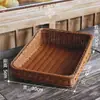 Cesta de Almacenamiento de Frutas Cesta de Pan Bandeja Rectangular de Ratán Japonés Cesta Doméstica de Plástico para Verduras Bandeja para Snacks de Sala de Estar