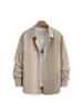 Nueva Camisa de Hombre de Color Sólido Texturizada de Manga Larga Solapa Simple Holgada Delgada Chaqueta Camisa Versátil Casual