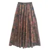 Atacado do Fabricante Nova Coleção Primavera/Verão 2026 Roupas Femininas Saia Longa de Linho de Algodão Estilo Boho Saia Longa Estampada de Corte A
