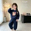 Conjunto de Sudadera Dulce para Niñas con Lazo de Dibujos Animados, Nuevo Diseño de Manga Larga y Cuello Redondo, Conjunto de Dos Piezas Popular y Elegante para Primavera y Otoño