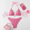 Nuevo Bikini Transfronterizo de Dos Piezas Traje de Baño Sexy con Cuello Halter y Braguita Triangular Bikini para Fiesta en la Piscina Traje de Baño de Comercio Exterior