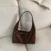 2026 Nueva Bolso de Hombro con Patrón Tejido de Moda Elegante, Bolso Tote para Debajo del Brazo, Casual Retro de Gran Capacidad, Bolso de Color Sólido