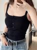 1056# Diseño de Botones Sentido All-match Camisola Acolchado en el Pecho para Mujer Ajustado Adelgazante Prenda Interior Base para Usar por Dentro o por Fuera Top