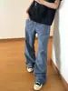 Calça jeans masculina estilo retro americano, lavagem elegante azul de workwear, nova coleção 2026, calça longa moderna de corte reto e modelagem solta