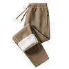 Moda Inverno 2025 Calça Casual Solta Tamanho Grande Forrada com Lã Quente Esportiva Reta Masculina com Cordão 2526