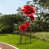 Escultura Grande de Flor Hueca de Acero Inoxidable Flor de Rosa Metálica Iluminación de Arte de Hierro Flor de Loto Adorno de Paisaje Exterior