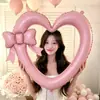 Marco de fotos con forma de corazón y lazo globos de papel de aluminio decoración de fiesta de cumpleaños ambientación del lugar Día de San Valentín Festival Qixi globos para fotos