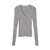 Ins Roupa Feminina Atacado Estilo Europeu Transfronteiriço Outono Nova Manga Longa Decote V Reta Cor Metálica Malha 8779625