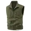 Chaleco Reversible de Otoño e Invierno para Hombre con Cuello Alto, Múltiples Bolsillos, Chaleco de Trabajo, Forro Polar para Exteriores, Engrosado, Chaleco Cálido 2606