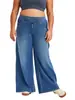 Calça Jeans Wide Leg de Novo Estilo com Bigodes de Gato Transfronteiriça para Mulheres, Cintura Alta Emagrecedora Solta Levanta Bumbum Bolso Fitness Calça Casual