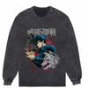 Camiseta de manga larga con estampado de batik lavado y rociado directo de la Guerra de los Hechizos de la animación japonesa Five Wu