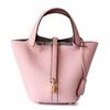 Bolso de Mujer Estilo Cesta de Cuero de Vaca de Primera Capa, Bolso Cubo de Cuero Genuino, Bolso de Mano, Bolso para el Trabajo, Patrón Granulado, Bolso para Mamá para Llevar en la Mano, Ligero