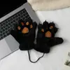 Guantes de pata de gato de invierno para niños y niñas, forro polar, engrosados, cálidos, para estudiantes de secundaria, niños, padres e hijos, pata de oso, pata de gato, versátiles