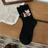 Meias de Lã Fofas com Filo de Filhote Outono Inverno Engrossadas Quentes Desenho Animado Meia de Cano Médio Cor Sólida Simples Versátil Meias Largas