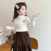 Suéter de Punto con Cuello para Niña para Otoño e Invierno 2025, Elegante Ropa Interior Térmica de Invierno para Bebés Niñas