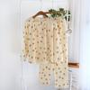 Pijama Ropa de Casa Nueva para Mujer Verano Ropa Interior de Algodón Crepé para Mujer Algodón Manga Larga Pantalones Traje Pijama Estilo Japonés