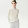 Suéter de cachemira 100% suave, liso y sin costuras para mujer, cuello alto medio, tejido de punto ajustado como capa interior, suéter básico