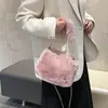Bolso de Mujer Transfronterizo Nuevo Estilo Bolso de Felpa Invierno Nicho Bolso Peludo Color Sólido Lindo Bolso de Mano Bolso de Felpa de un Solo Hombro