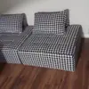 Sofá tipo bloque de tofu color crema, modular de un asiento de tela tecnológica minimalista, combinación de dos asientos, silla perezosa de pie para apartamento pequeño