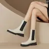 Item quente de luxo leve Caça a pechinchas de sapatos em Chengdu~ Estilo britânico 2026 Couro bovino de primeira camada sola grossa 3cm calça cigarrete botas Chelsea femininas