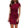 Amazon 2022 primavera e verão novo europeu e americano feminino ebay Amazon wish fornecimento nó vestido de manga curta feminino