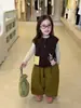 Maiyoyo|Conjunto de Chaleco Jacquard Tejido y Pantalones de Pana para Niñas Jóvenes, Adecuado para Usar en Capas en el Jardín de Infancia