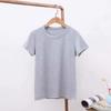 Playera de Color Sólido para Mujer, Playera de Cuello Redondo, Primavera y Verano, Manga Corta, Nueva 2023, Estilo Simple, Ajustada, Tipo Pulóver, Top