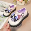 Zapatos de Cuero para Niñas 2026 Otoño Nuevo Estilo Moño Suela Suave Mocasines Negros Infantiles Moda para Niñas Estilo Coreano Planos