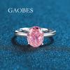Anillo de Moda Simple de Plata de Ley S925 Corte Flor de Hielo Forma de Huevo Rosa Rojo Azul Marino Cinco Colores Incrustación de Diamante Coreano de Cuatro Garras