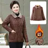 Chaqueta de Cuero PU con Forro de Felpa Cálido para Mujer, Estilo Corto, Invierno, Ropa para Mamá de Mediana Edad y Adulta Mayor, Chaqueta Gruesa con Relleno de Algodón, Venta al por Mayor